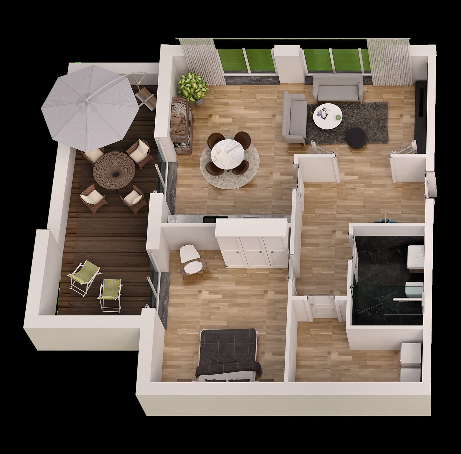 Grundriss Wohnung 1, Ausführung Groningen